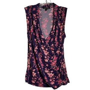 41 Hawthorn Floral Sleeveless Top Womens Medium‎ Cowl Neck Ruched Blouse (3031)